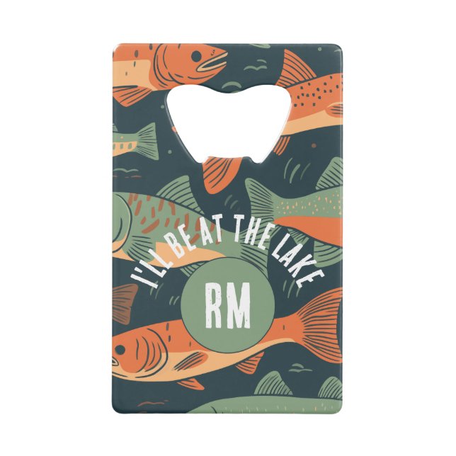 Trout Fishing Monogram Credit Card Bottle Opener (Front)