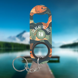 Trout Fishing Monogram Keychain Bottle Opener