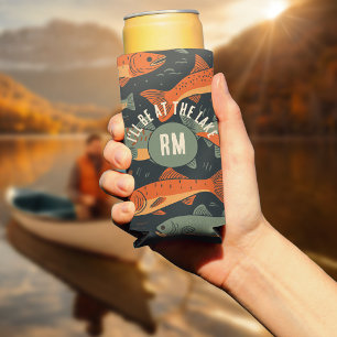 Trout Fishing Monogram Seltzer Can Cooler