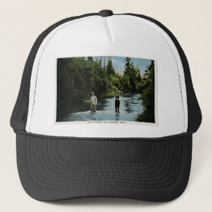 Trout Fishing near Escanaba, Michigan Vintage Trucker Hat