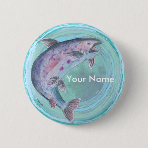 Trout Fishing pin button 
