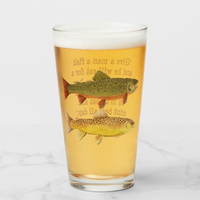 Trout Fishing Pint Glass (Front Filled)