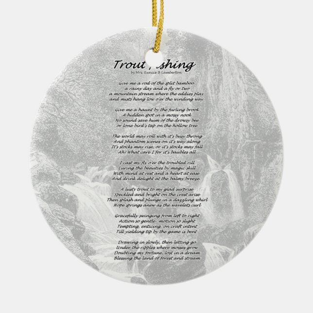 Trout Fishing Poem Ceramic Ornament (Front)
