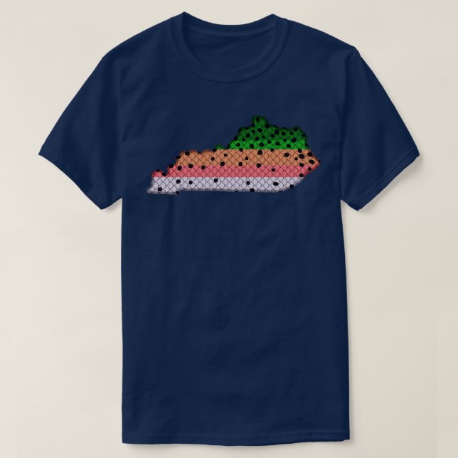 Trout Fishing Rainbow Trout Pattern Kentucky State T-Shirt (Design Front)