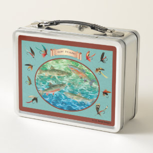 Trout Fishing & Trout Vintage Lures Metal Lunchbox