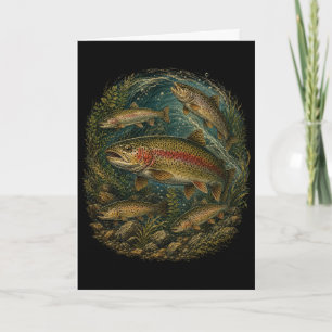 Trout Fishing Vintage Trout Fishing Fly Fishing Card