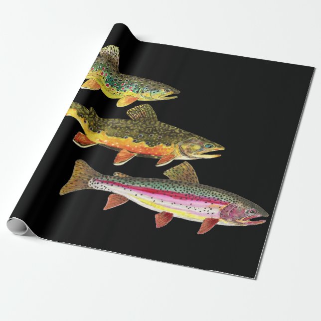Trout Fishing Wrapping Paper (Unrolled)
