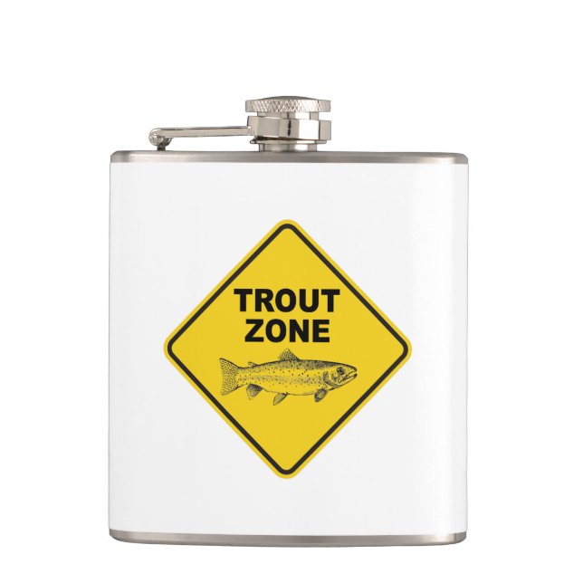 Trout Fishing Zone Hip Flask (Front)