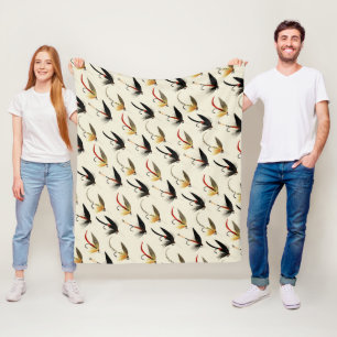 Trout Flies Fishing Fleece Blanket