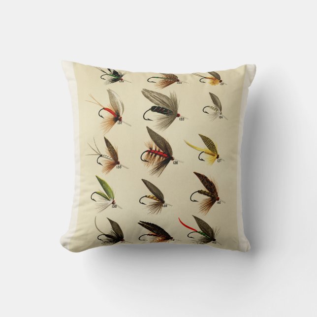 Trout Flies Throw Pillow (Front)