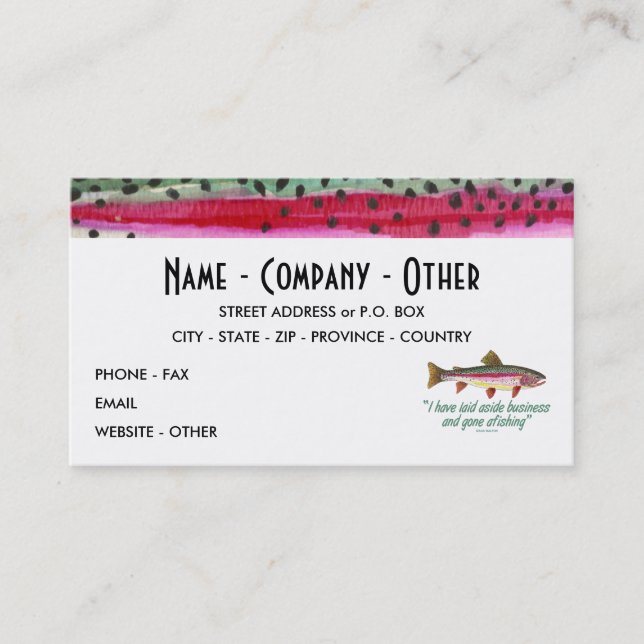 Trout Fly Fishing Business Card (Front)