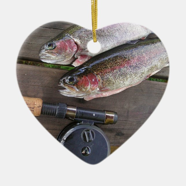 Trout Fly Fishing Ceramic Ornament (Front)