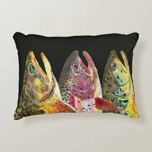 Trout Fly Fishing Decorative Pillow (Front)