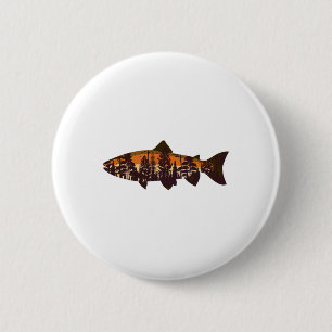 Trout Fly Fishing Forest Nature Wildlife Fisherman 2 Inch Round Button