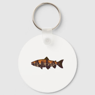 Trout Fly Fishing Forest Nature Wildlife Fisherman Keychain