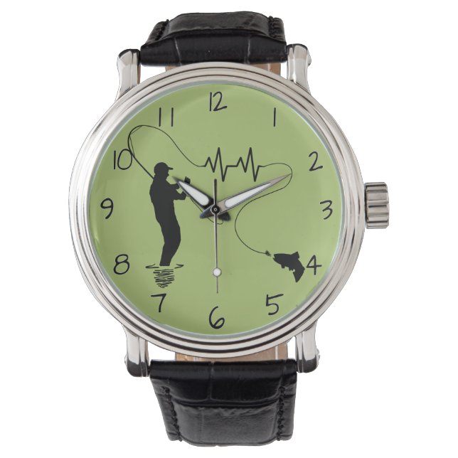 Trout Fly Fishing Heartbeat Watch (Front)