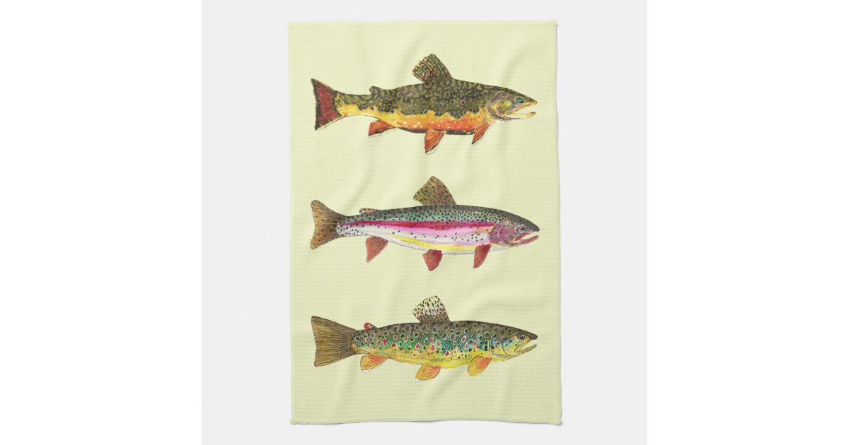 Trout Fly Fishing Kitchen Towel Zazzle