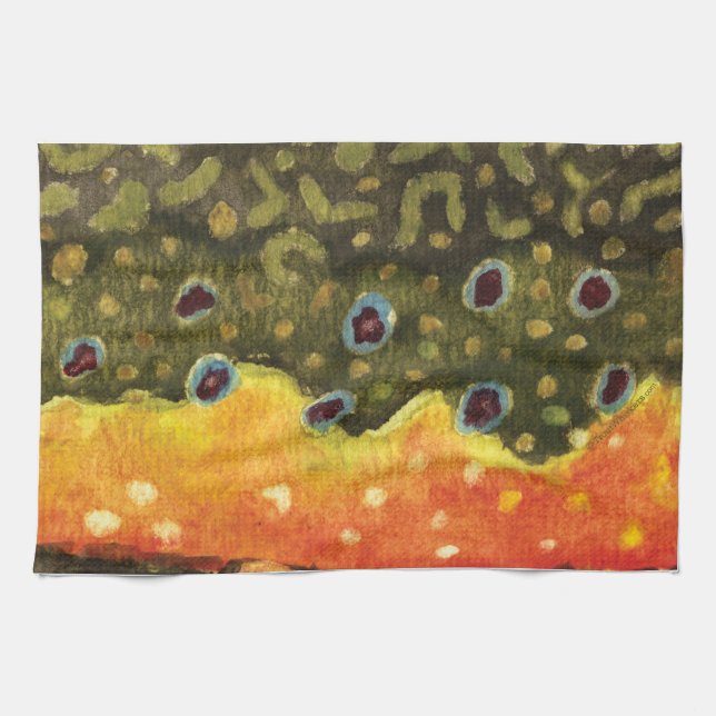 Trout Fly Fishing Kitchen Towel (Horizontal)