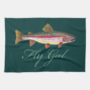 Trout Fly Fishing Kitchen Towel