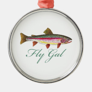 Trout Fly Fishing Metal Ornament