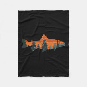 Trout Fly Fishing Nature Outdoor Fisherman Gift  Fleece Blanket