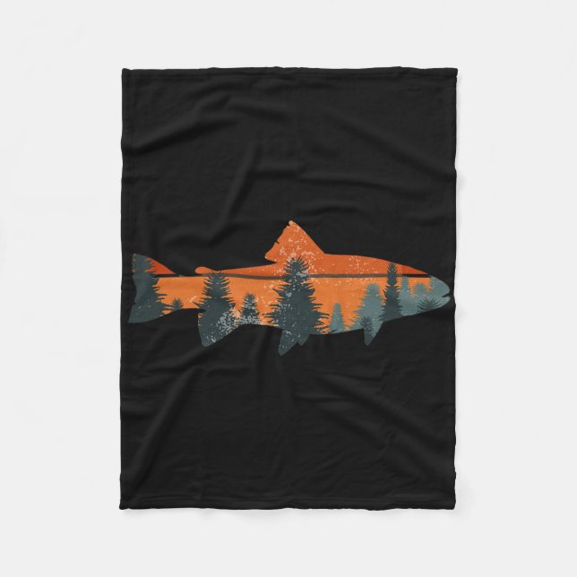 Trout Fly Fishing Nature Outdoor Fisherman Gift  Fleece Blanket (Front)