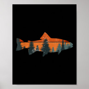 Trout Fly Fishing Nature Outdoor Fisherman Gift Poster