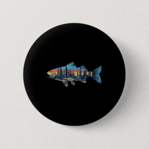 Trout Fly Fishing Nature Outdoor Fisherman Wildlif 2 Inch Round Button