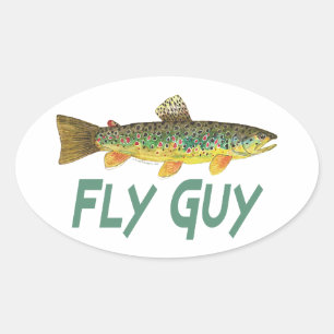 Trout Fly Fishing Oval Sticker