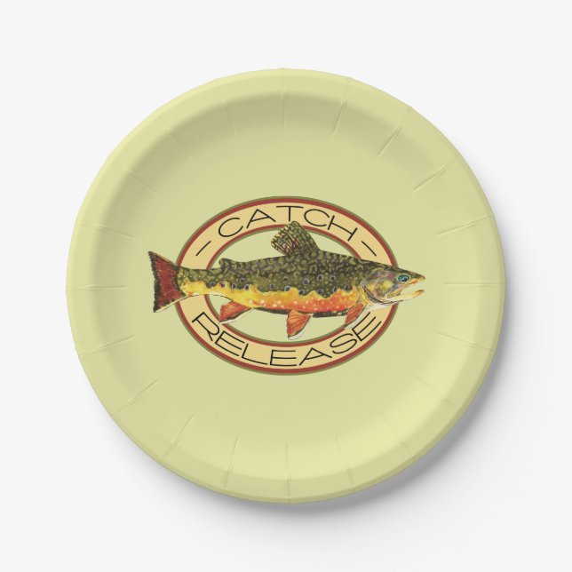 Trout Fly Fishing Party Paper Plate (Front)