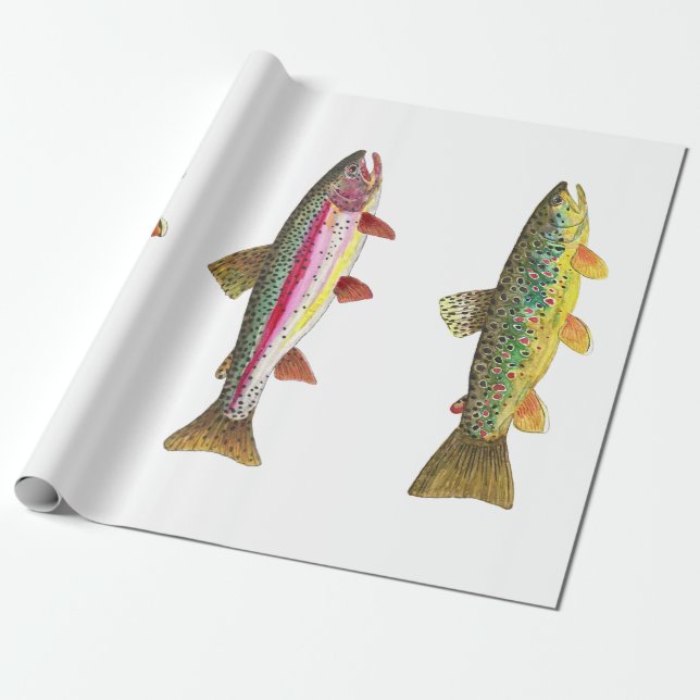 Trout Fly Fishing Wrapping Paper (Unrolled)
