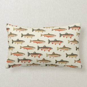 Trout Galore Cream Lumbar Pillow
