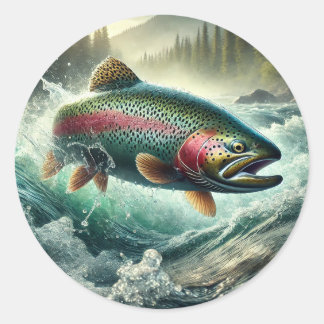 Trout Illustration  Classic Round Sticker