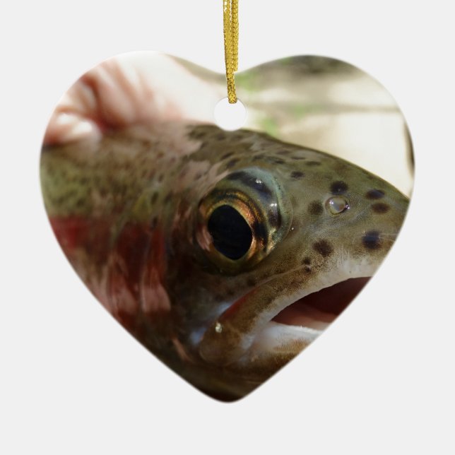 Trout in Hands Ceramic Ornament (Front)