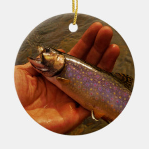 Trout in Hands Ceramic Ornament