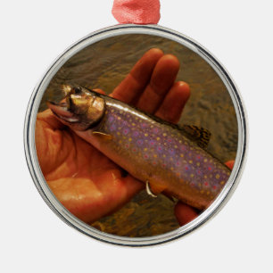 Trout in Hands Metal Ornament