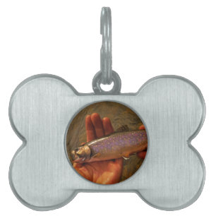 Trout in Hands Pet Name Tag