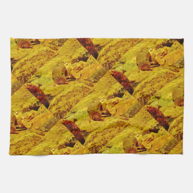Trout in stream kitchen towel (Horizontal)