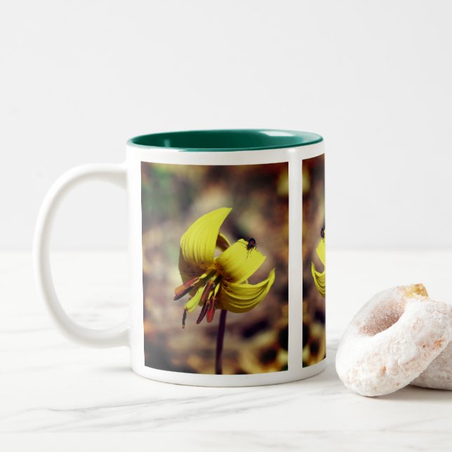 Trout Lily And Friend  Two-Tone Coffee Mug (With Donut)