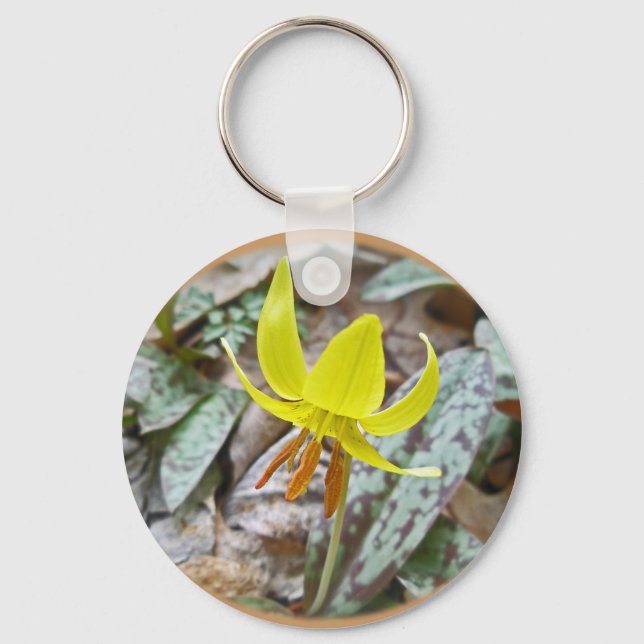 Trout Lily Wildflower - Erythronium americanum Keychain (Front)
