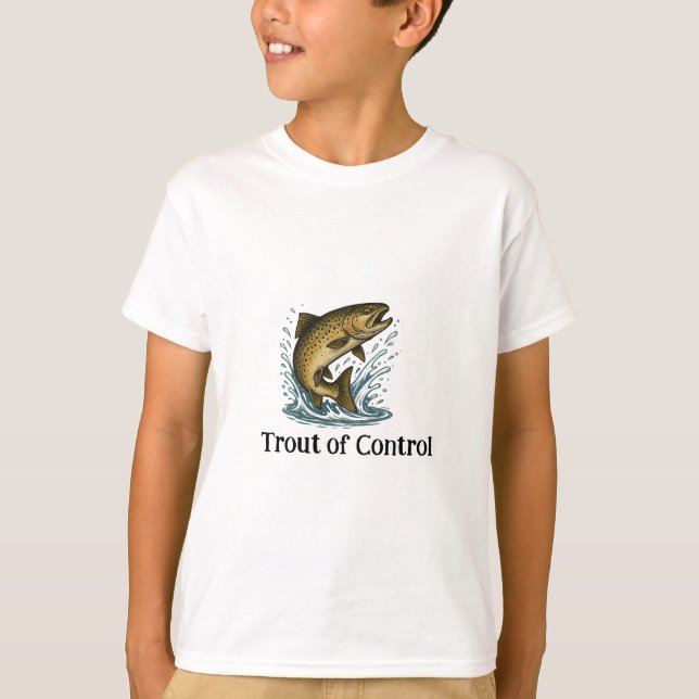 Trout of Control Kid's T-Shirt (Front)