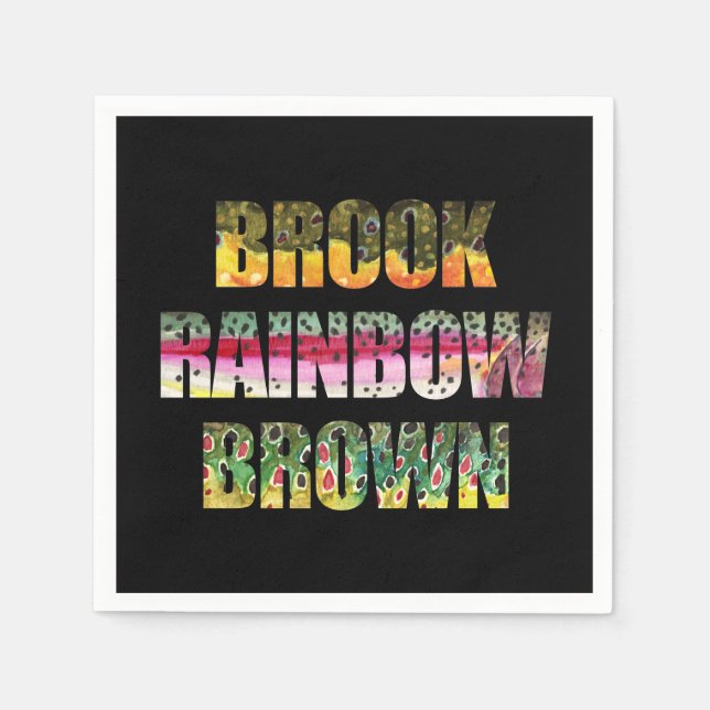 Trout Skins of the Brook, Rainbow, Brown Napkin (Front)