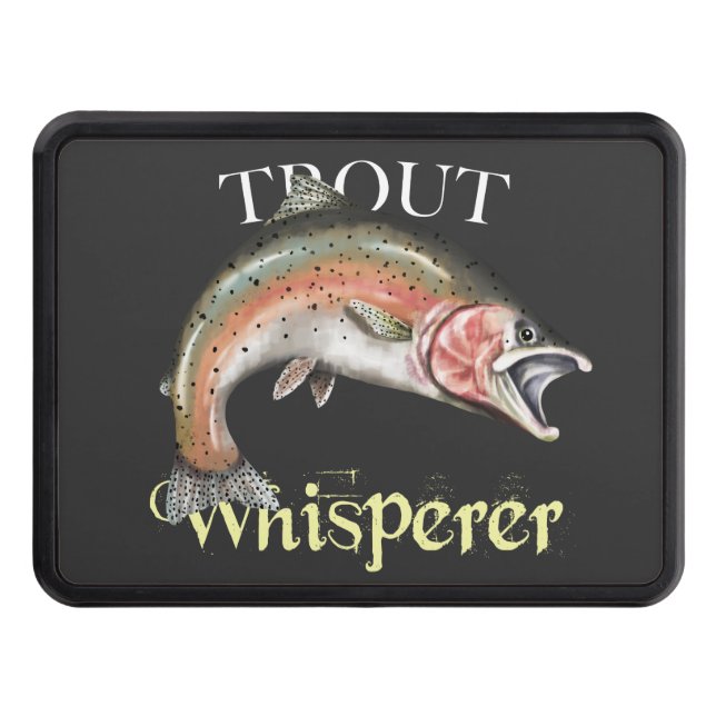 Trout Whisperer Dark Trailer Hitch Cover (Front)