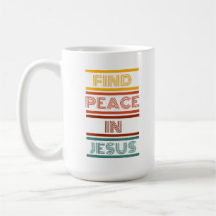 Trouvez la paix en Jésus. Mug de café rétro