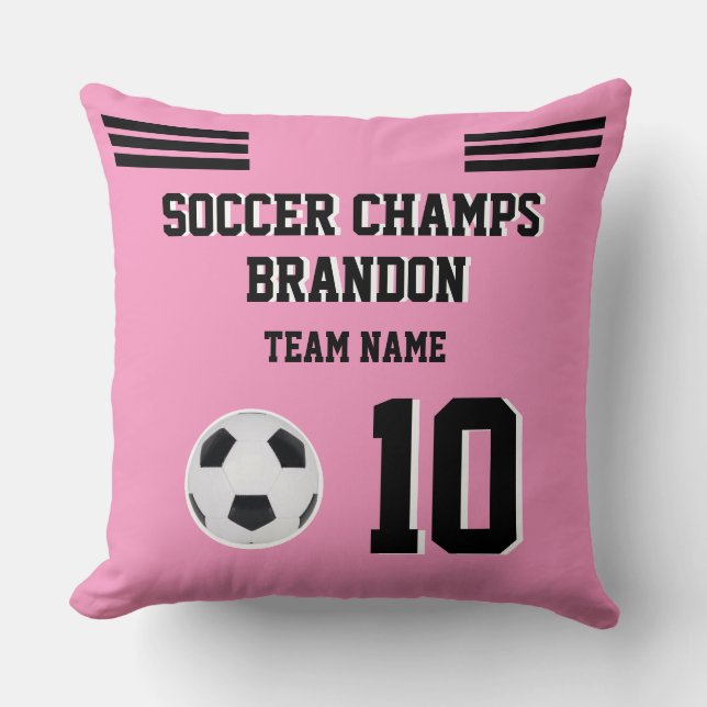 trow coussin soccer rose noir sport personnalisé (Recto)