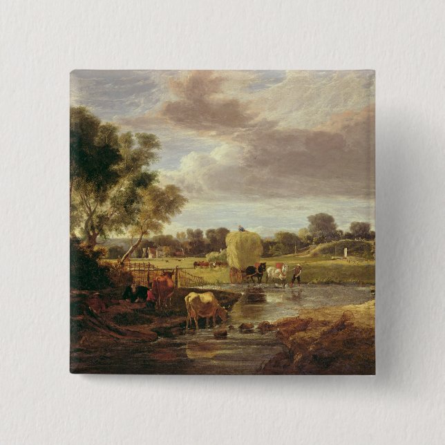 Trowse Meadows, Near Norwich, 1828 2 Inch Square Button (Front)