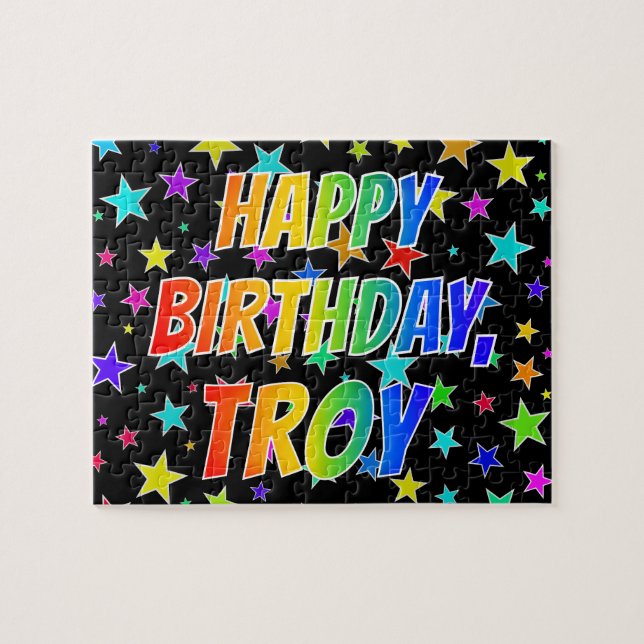 "TROY" First Name, Fun "HAPPY BIRTHDAY" Jigsaw Puzzle (Horizontal)
