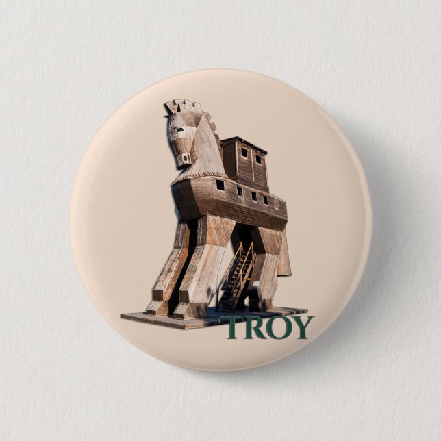 Troy: Trojan Horse 2 Inch Round Button (Front)