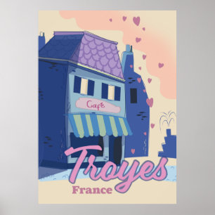 Troyes France travel poster
