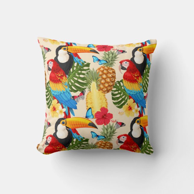 Trpical pattern throw pillow (Front)